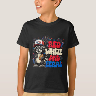 Funny Racoon 4th Of July Patriotic Cute Red White T-Shirt