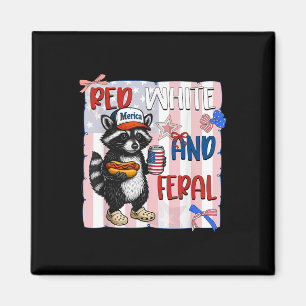 Funny Racoon 4th Of July Patriotic Red White And Magnet