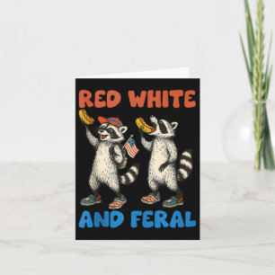 Funny Racoon 4th Of July Us Flag Patriotic Red Wh Card