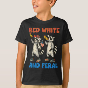 Funny Racoon 4th Of July Us Flag Patriotic Red Wh T-Shirt