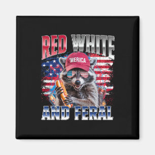 Funny Racoon 4th Of July Usa Patriotic Red White Magnet