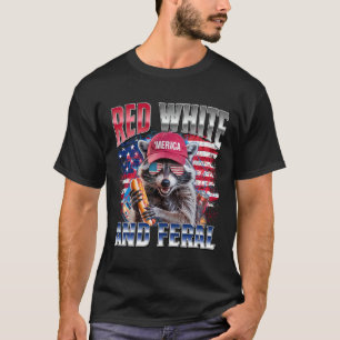 Funny Racoon 4th Of July Usa Patriotic Red White  T-Shirt