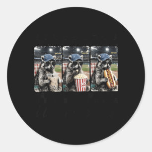 Funny Racoon Ballfield Baseball Field I Live Here Classic Round Sticker