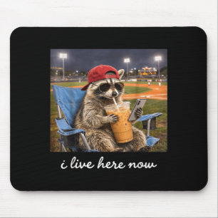 Funny racoon ballfield baseball field live here mouse pad