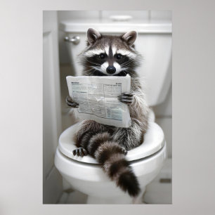 Funny Racoon Bathroom Print Toilet Humour Animal
