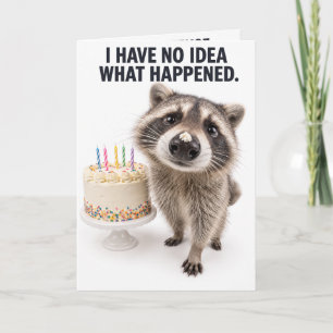 Funny Racoon Birthday Card   Cake Evidence Humour