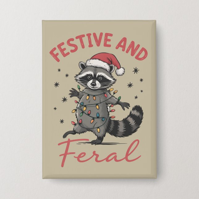 Funny Racoon Christmas Feral Meme Xmas  (Front)