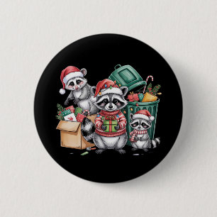 Funny Racoon Christmas Opossum & Street Cats 6 Cm Round Badge