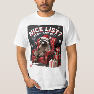 Funny Racoon Christmas Shirt Naughty List Humour