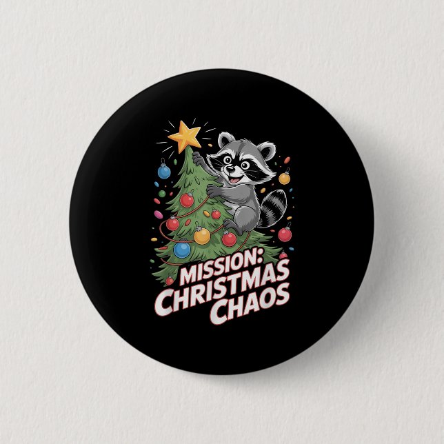 Funny Racoon Christmas Trash Panda Xmas  6 Cm Round Badge (Front)