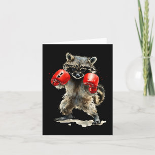 Funny Racoon Costume Sport Boxing Gloves Lovers  Card