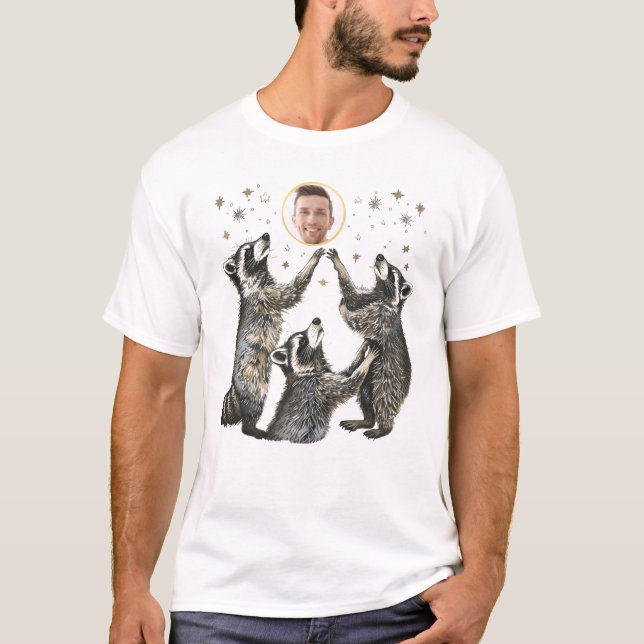 Funny Racoon Custom Photo Template T-Shirt (Front)