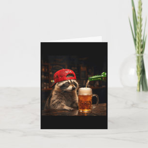 Funny racoon drinking beer patriotic 4th of july card