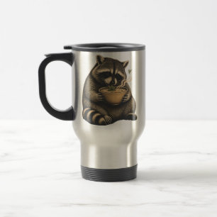 Funny Racoon Drinking Hot Soup Travel Mug