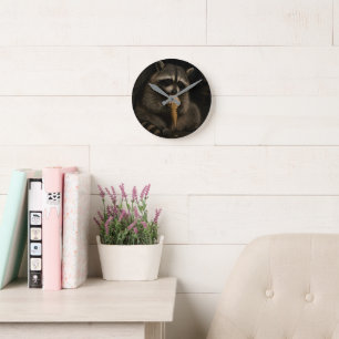 Funny Racoon Eating Ice Cream Round Clock