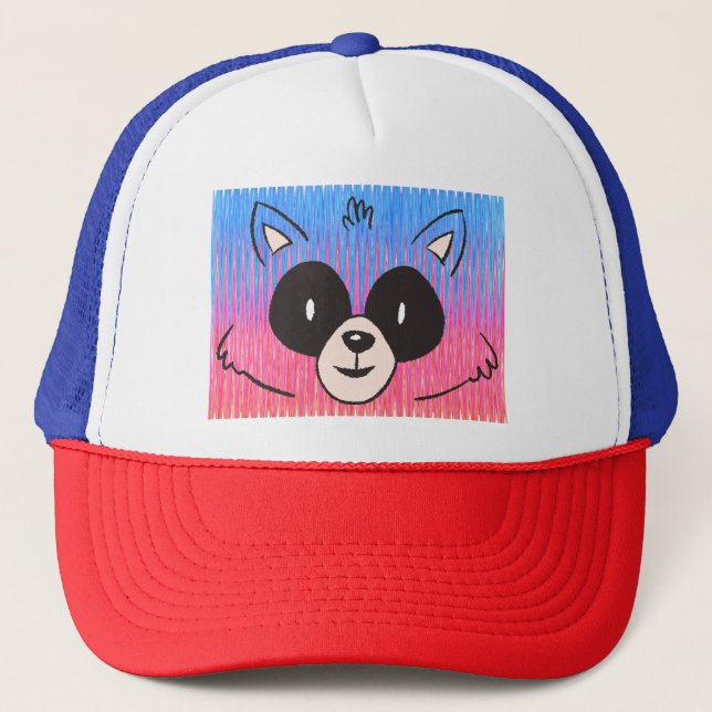 Funny Racoon Face Design Trucker Hat (Front)
