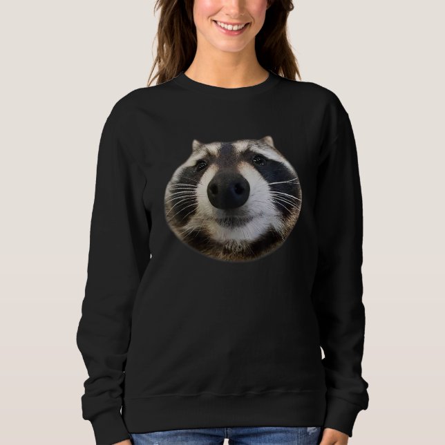 Funny Racoon Face Humour Dank Meme Trash Panda Sweatshirt (Front)