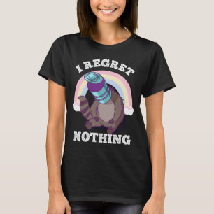 Funny Racoon Funny Trash Can Possum Regret Nothin T-Shirt
