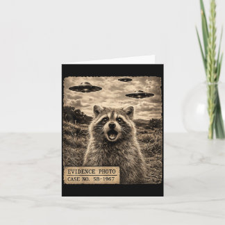 Funny Racoon Graphic Alien Ufo Evidence Photo Card