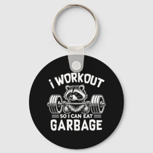 Funny Racoon Gym Fitness I Workout So I Can Eat G Key Ring