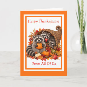 Funny Racoon Happy Thanksgiving From All Of Us Card