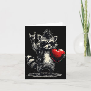 Funny racoon heart punk rock valentines day men card