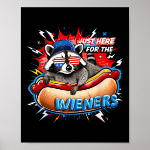 Funny Racoon Hot Dog 4th Of July Bbq Party Humour  Poster