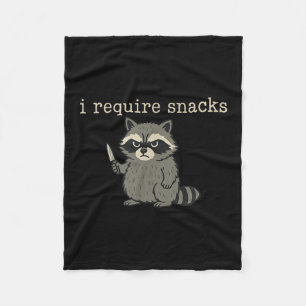 Funny Racoon, I Require Snacks _1 Fleece Blanket
