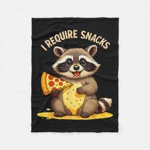 Funny Racoon, I Require Snacks Fleece Blanket