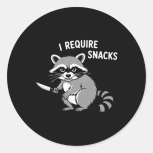 Funny Racoon I Require Snacks Halloween Humour 1 Classic Round Sticker