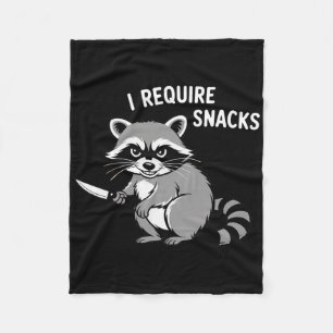 Funny Racoon I Require Snacks Halloween Humour 1 Fleece Blanket