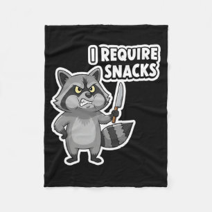 Funny Racoon I Require Snacks Halloween Humour Car Fleece Blanket