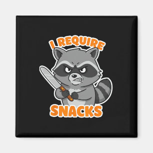 Funny Racoon I Require Snacks Halloween Humour Car Magnet
