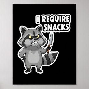 Funny Racoon I Require Snacks Halloween Humour Car Poster