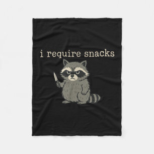 Funny Racoon, I Require Snacks T-shirt.png Fleece Blanket