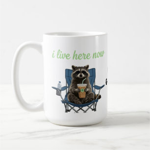Funny Racoon Iced Coffee I Live Here Now Mug