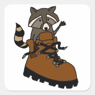 Funny Racoon in Hiking Boot Square Sticker