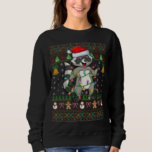 Funny Racoon Lover Xmas Santa Hat Racoon Ugly Ch Sweatshirt