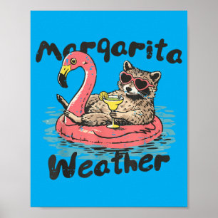 Funny Racoon Margarita Summer Vibes Beach Poster