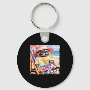 Funny Racoon Margarita Weather Summer Beach Girls Key Ring