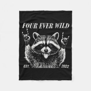 Funny Racoon Meme Four Wild 4th Birthday Kids Fleece Blanket