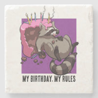Funny Racoon My Birthday My Rules Cake Cartoon
