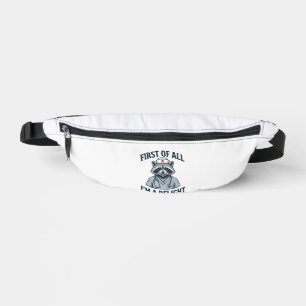 Funny Racoon Nurse First of All Im a Delight Shir Bum Bags