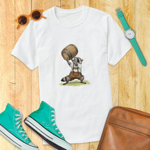 Funny Racoon Oktoberfest German Beer Barrel T-Shirt