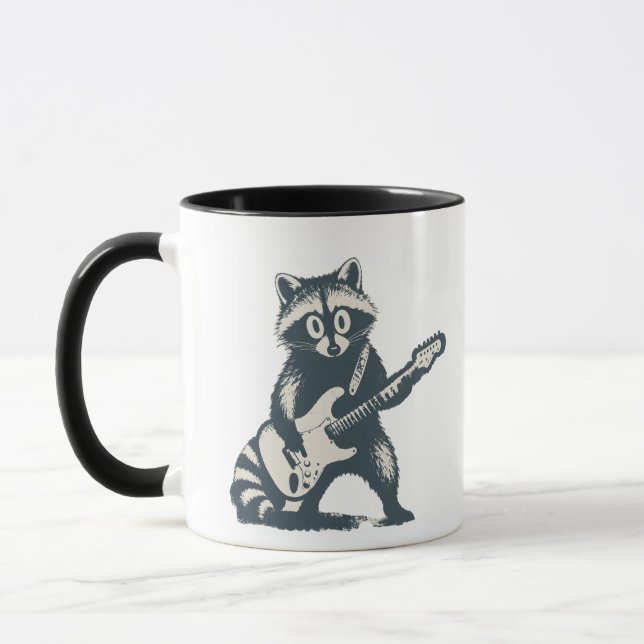 Funny Racoon Playing Electric Guitar Mug (Left)