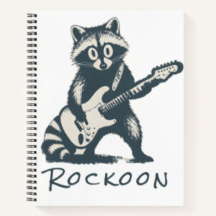 Funny Racoon Playing Electric Guitar Notebook
