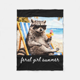 Funny racoon popsicle summer animal sunglasses fleece blanket