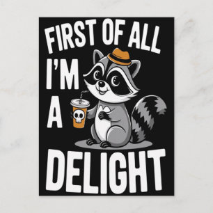 Funny racoon, racoon girl, racoon gifts, 2026, holiday postcard
