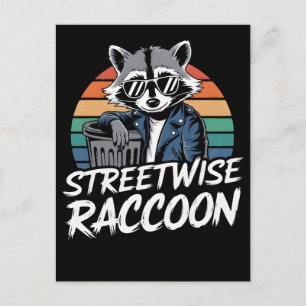 Funny racoon, racoon girl, racoon gifts, 2026, holiday postcard