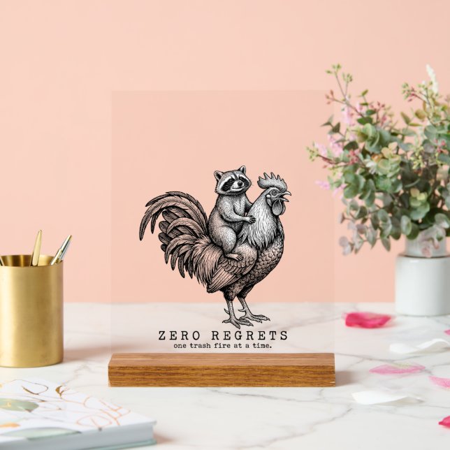 Funny Racoon Rooster Sign Sarcastic Home Decor (Wedding)